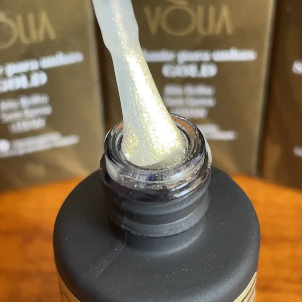 TOP COAT GOLD VÒLIA glitter dourado