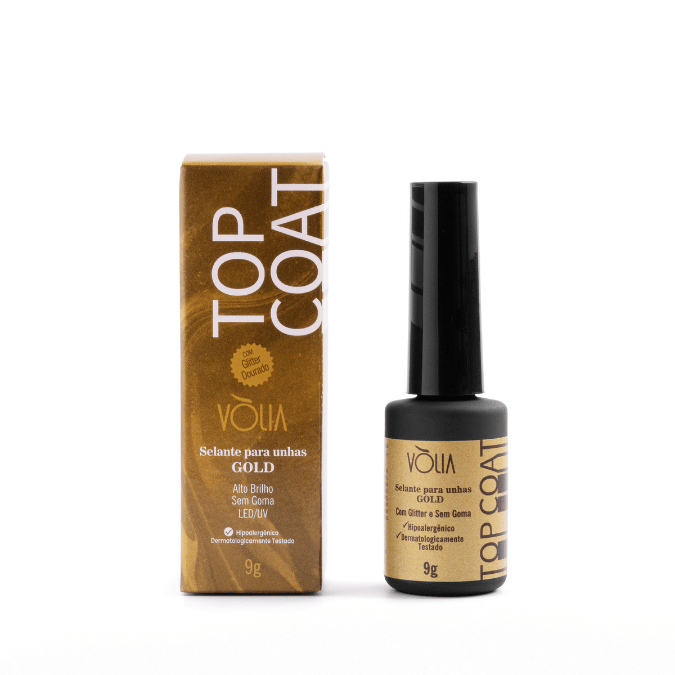 TOP COAT GOLD VÒLIA glitter dourado