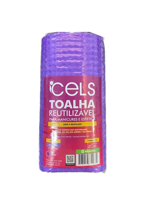 TOALHAS REUTILIZAVEIS MULTIUSO P/ MANICURES C/ 44 PANOS ROXA - CELS